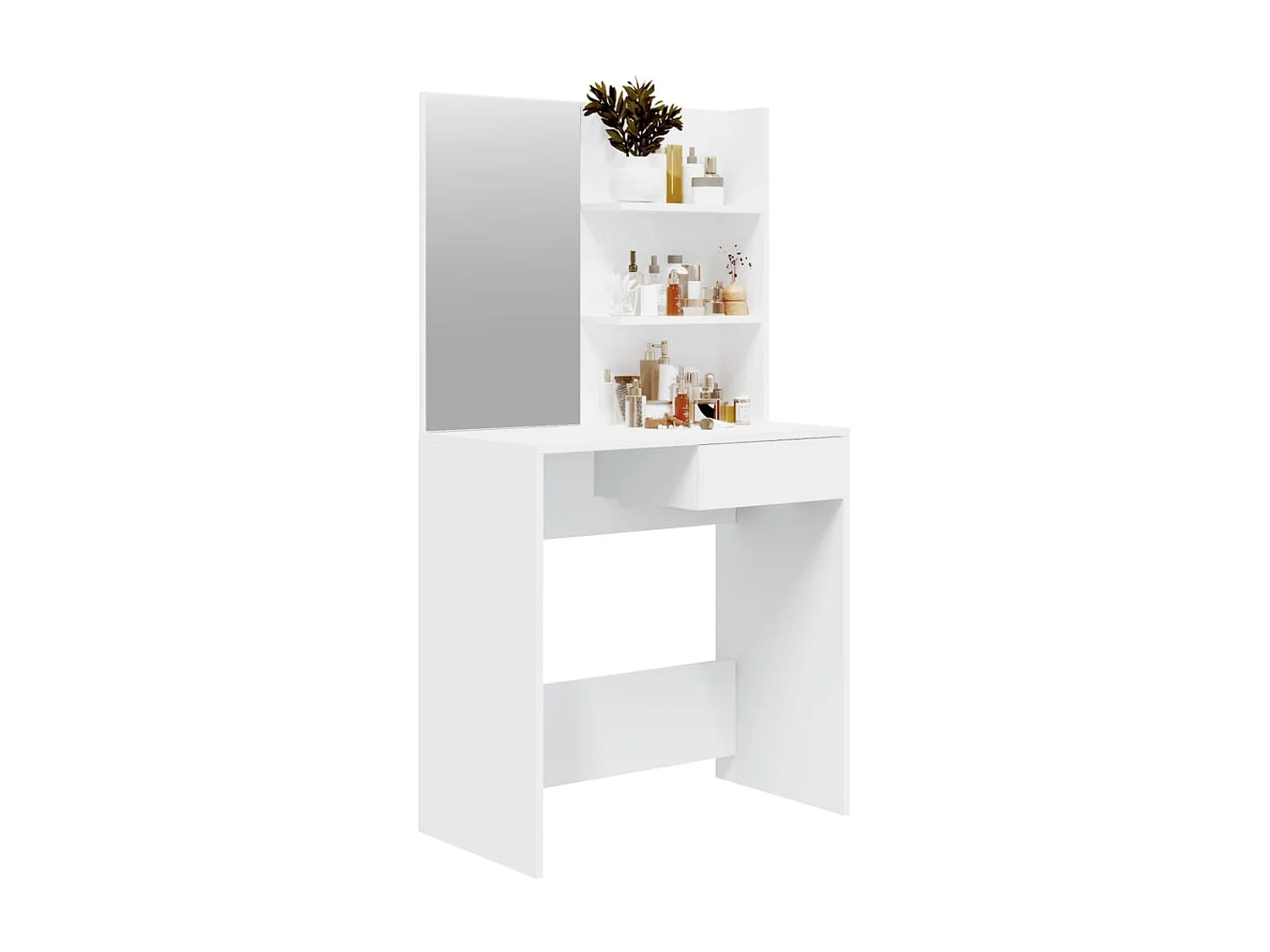 Coiffeuse avec miroir Blanc 74,5x40x141