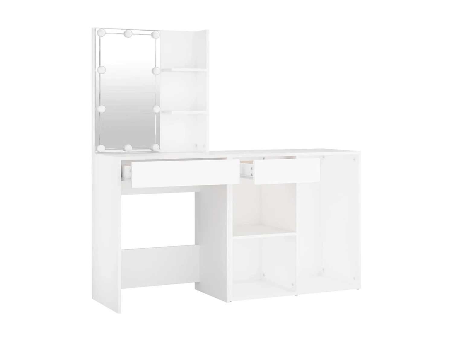 Coiffeuse à LED avec armoire Blanc Bois d'ingénierie