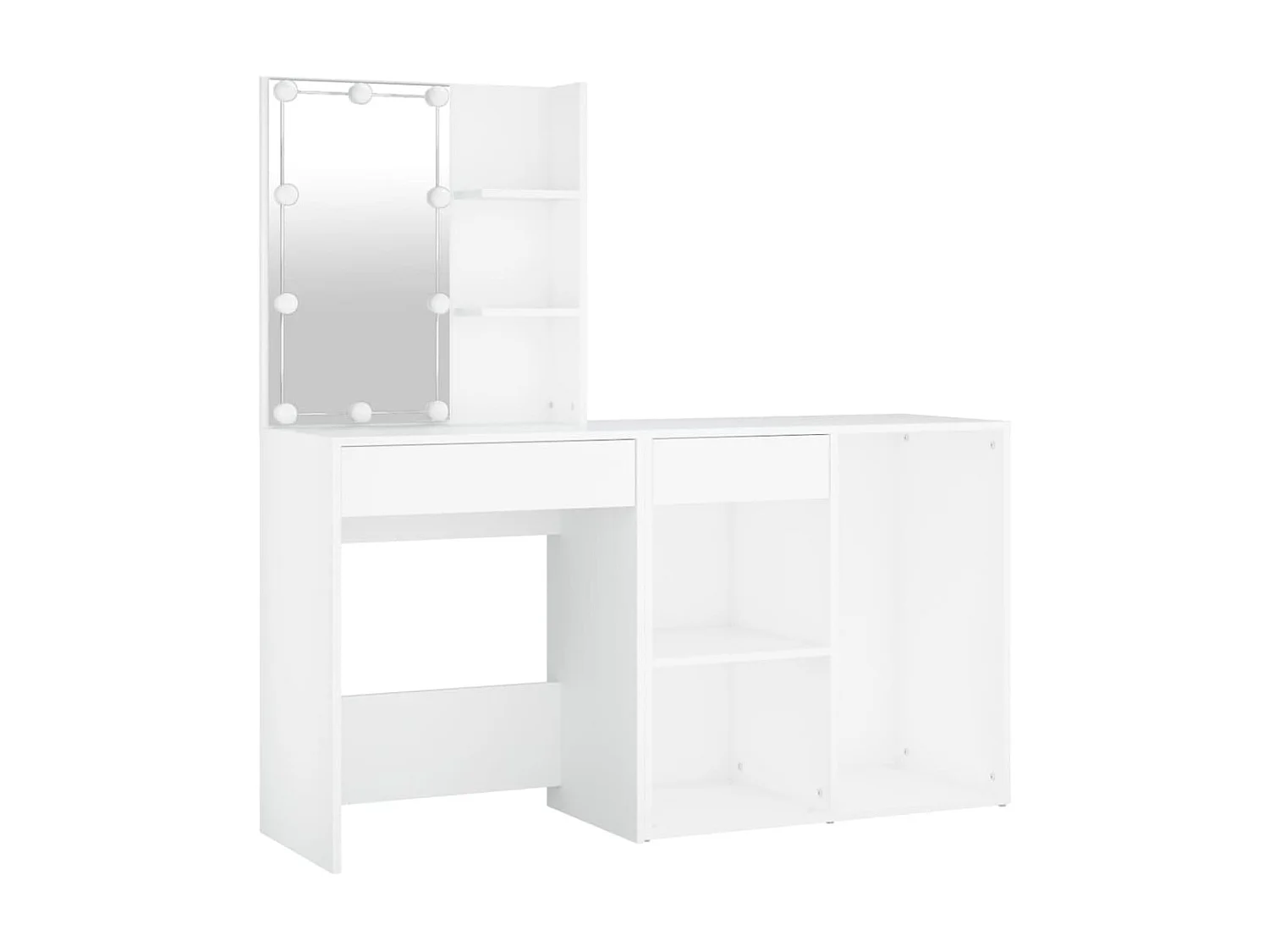 Coiffeuse à LED avec armoire Blanc Bois d'ingénierie