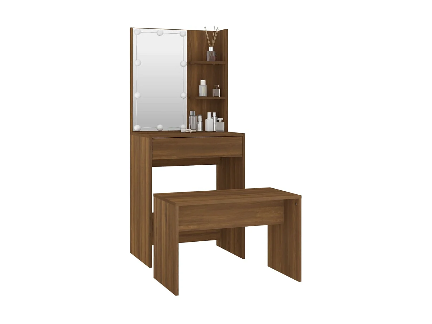 Ensemble de coiffeuse avec LED Chêne marron Bois d'ingénierie 2