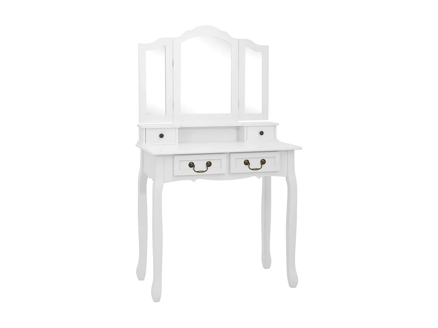 Ensemble de coiffeuse avec tabouret Blanc 80x69x141 Paulownia