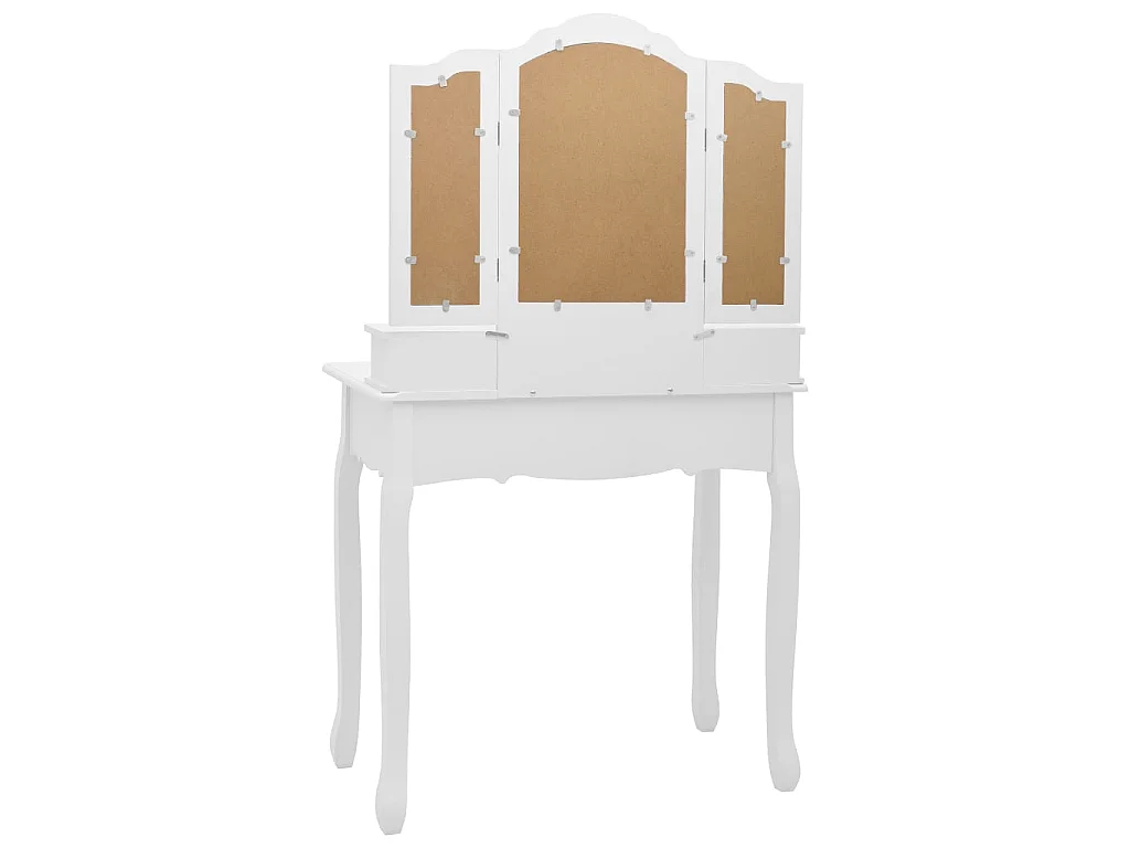 Ensemble de coiffeuse avec tabouret Blanc 80x69x141 Paulownia