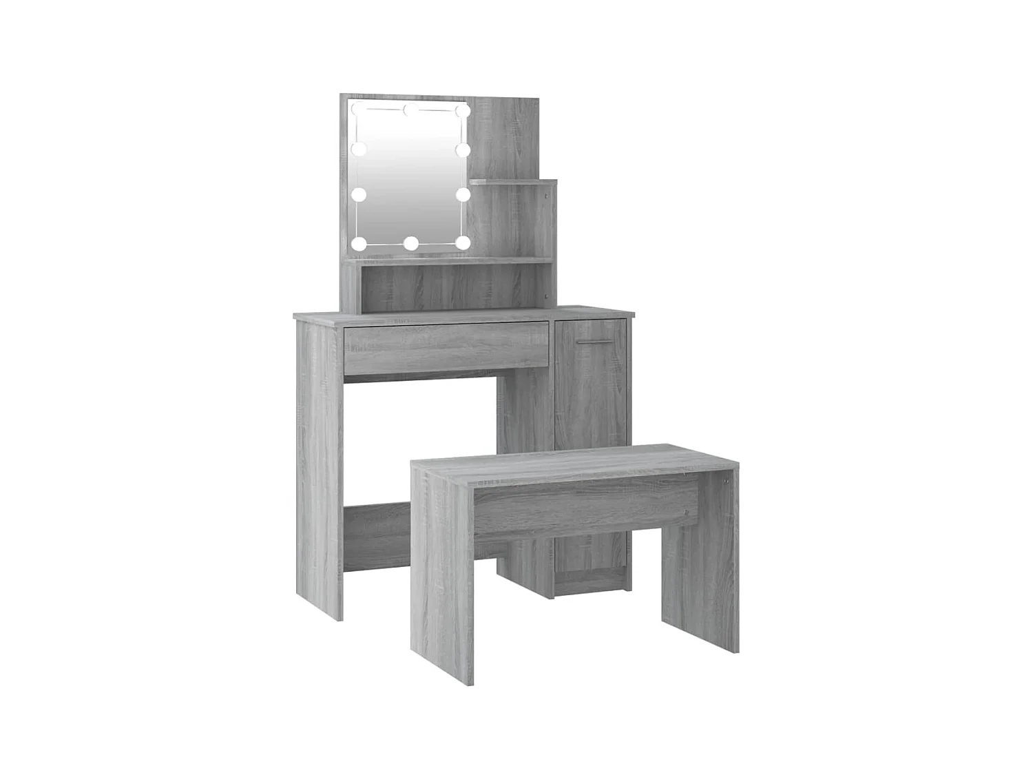 Ensemble de coiffeuse avec LED Sonoma gris Bois d'ingénierie
