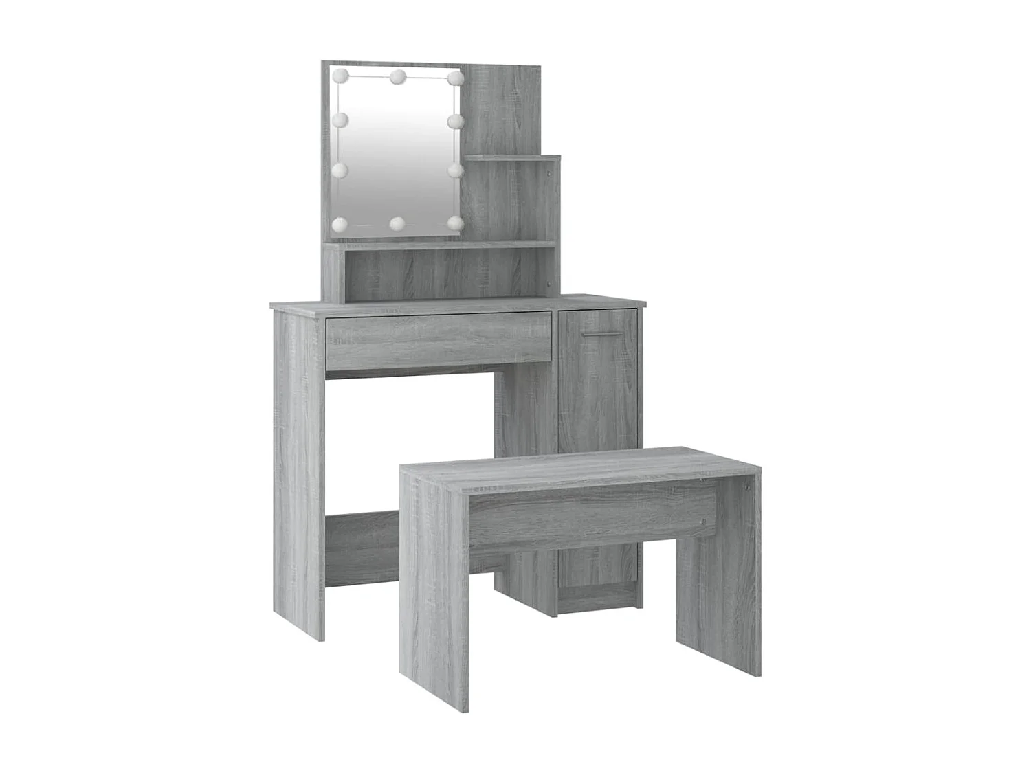 Ensemble de coiffeuse avec LED Sonoma gris Bois d'ingénierie