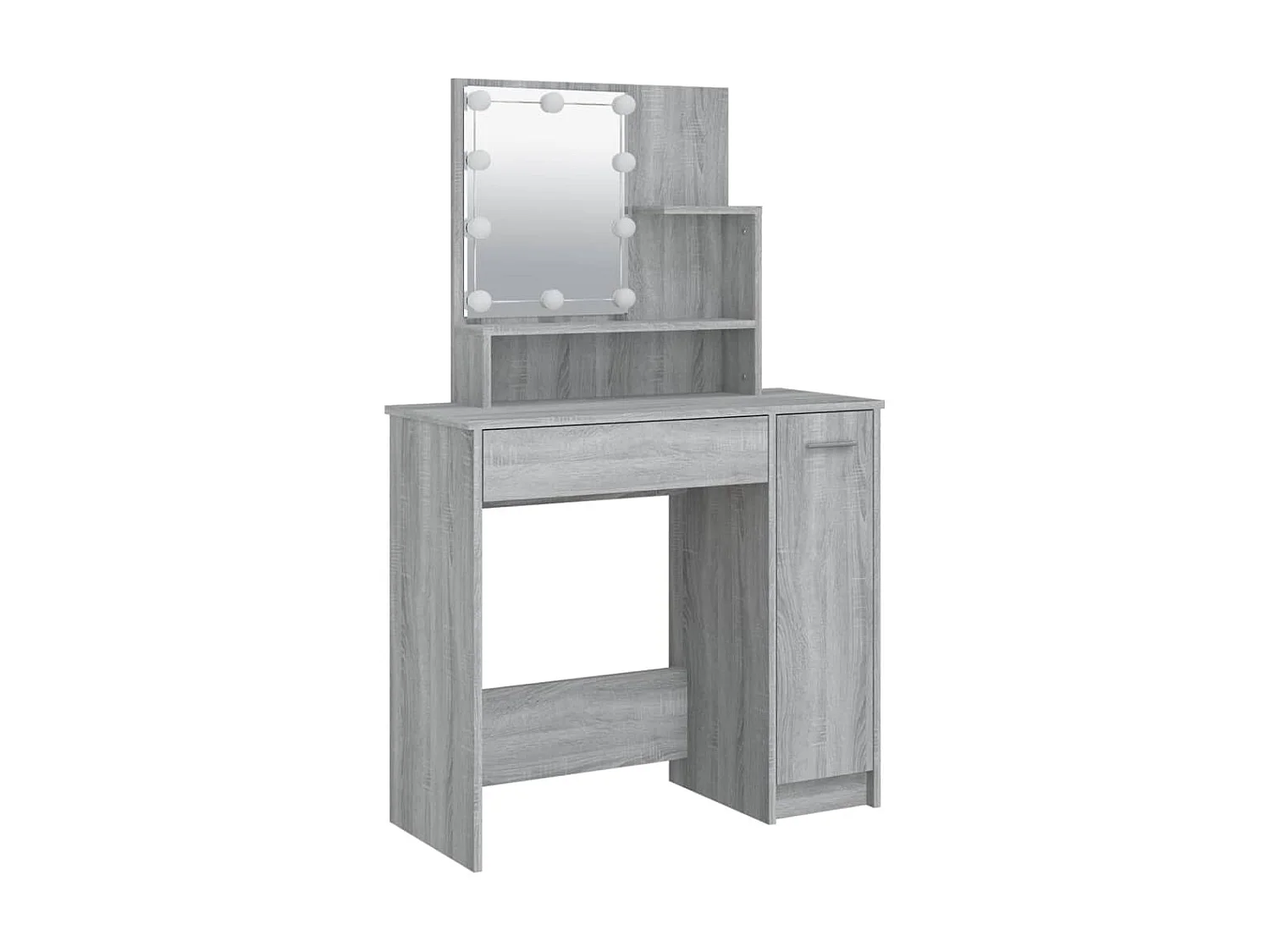 Ensemble de coiffeuse avec LED Sonoma gris Bois d'ingénierie