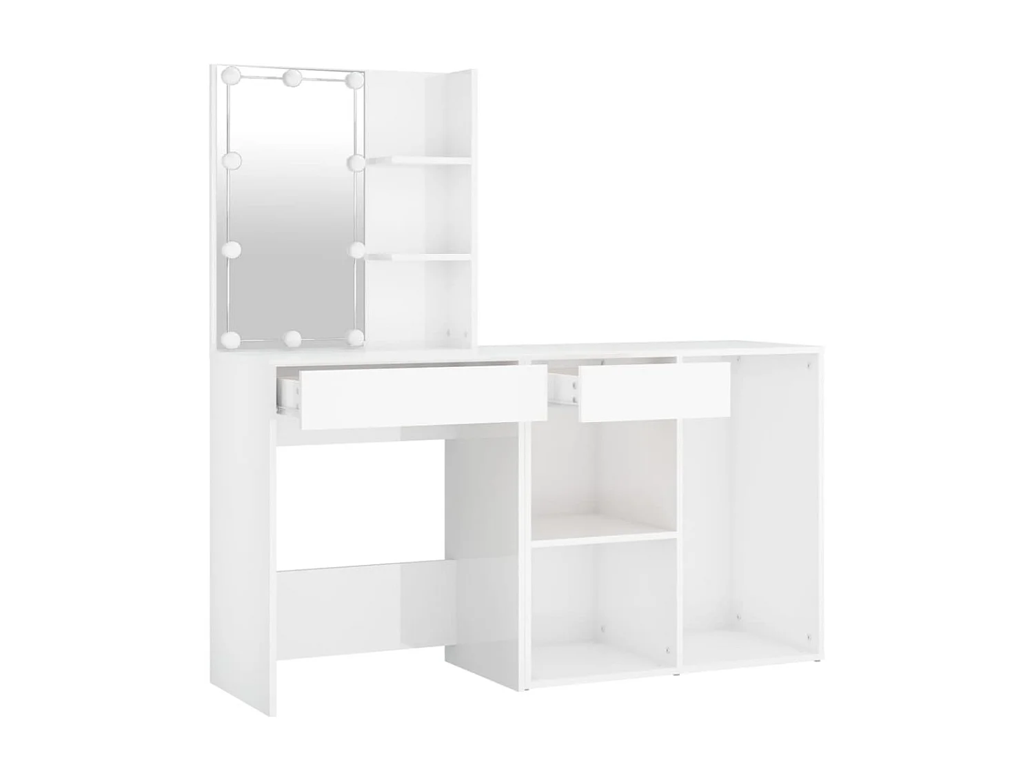 Coiffeuse à LED avec armoire Blanc brillant Bois d'ingénierie