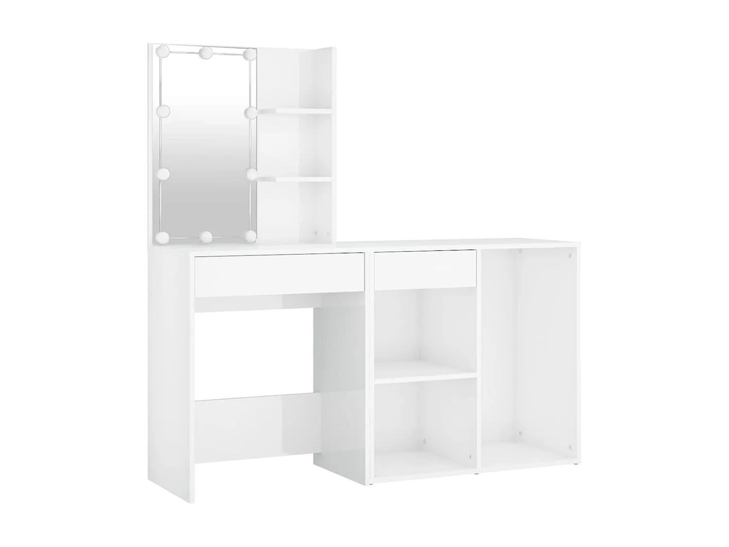 Coiffeuse à LED avec armoire Blanc brillant Bois d'ingénierie