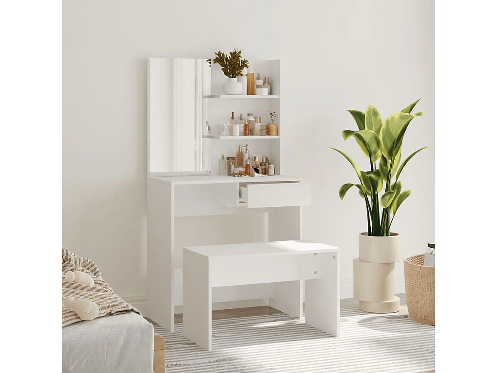 Ensemble de coiffeuse Blanc 74,5x40x141