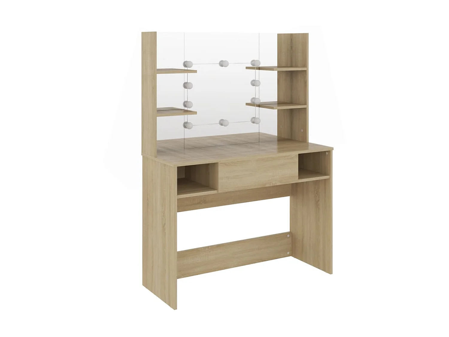 Table de maquillage avec éclairage LED 100x40x135 MDF Chêne