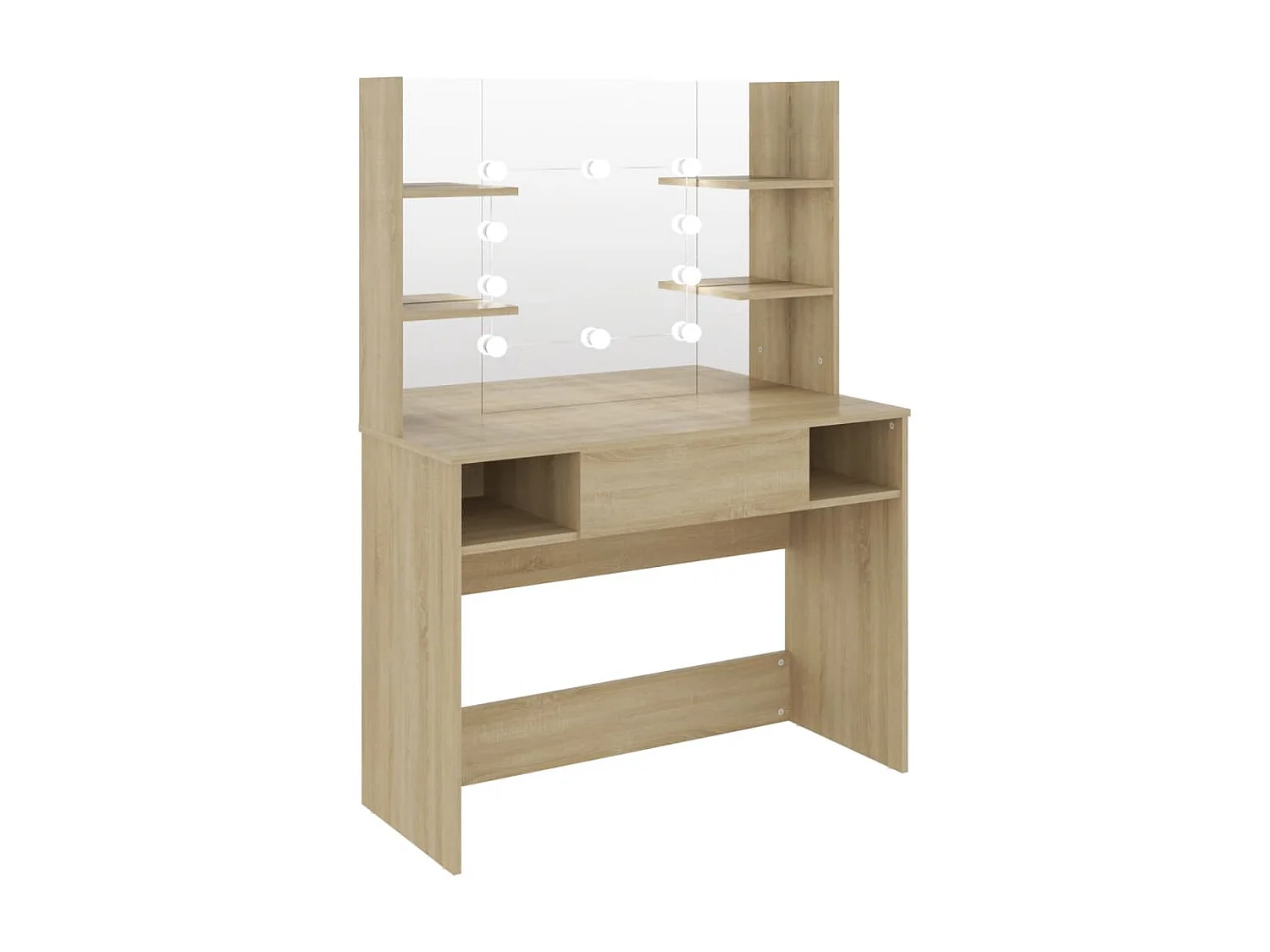 Table de maquillage avec éclairage LED 100x40x135 MDF Chêne