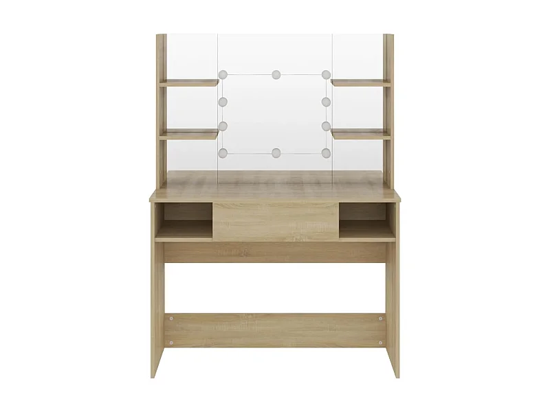 Table de maquillage avec éclairage LED 100x40x135 MDF Chêne