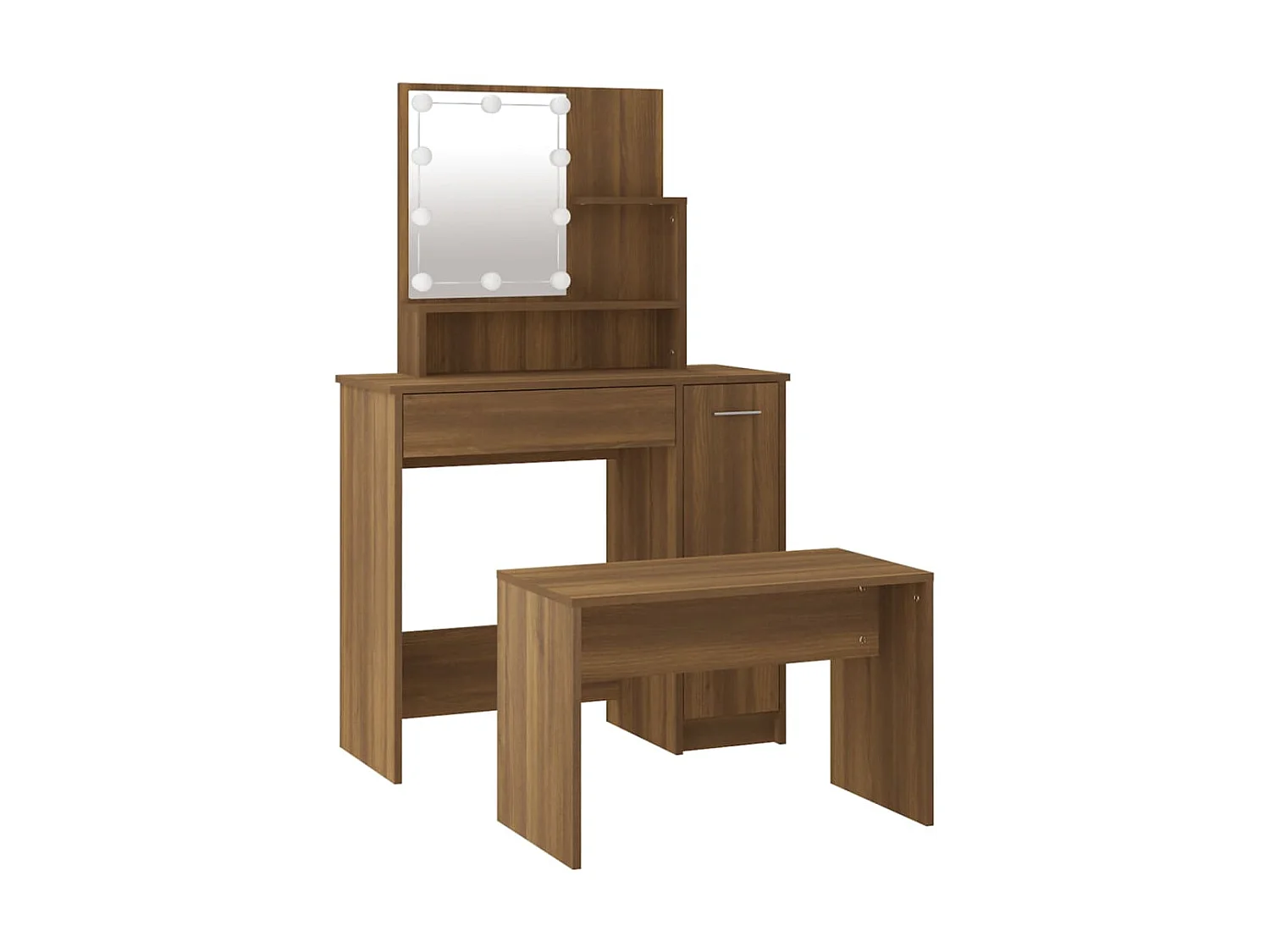 Ensemble de coiffeuse avec LED Chêne marron Bois d'ingénierie