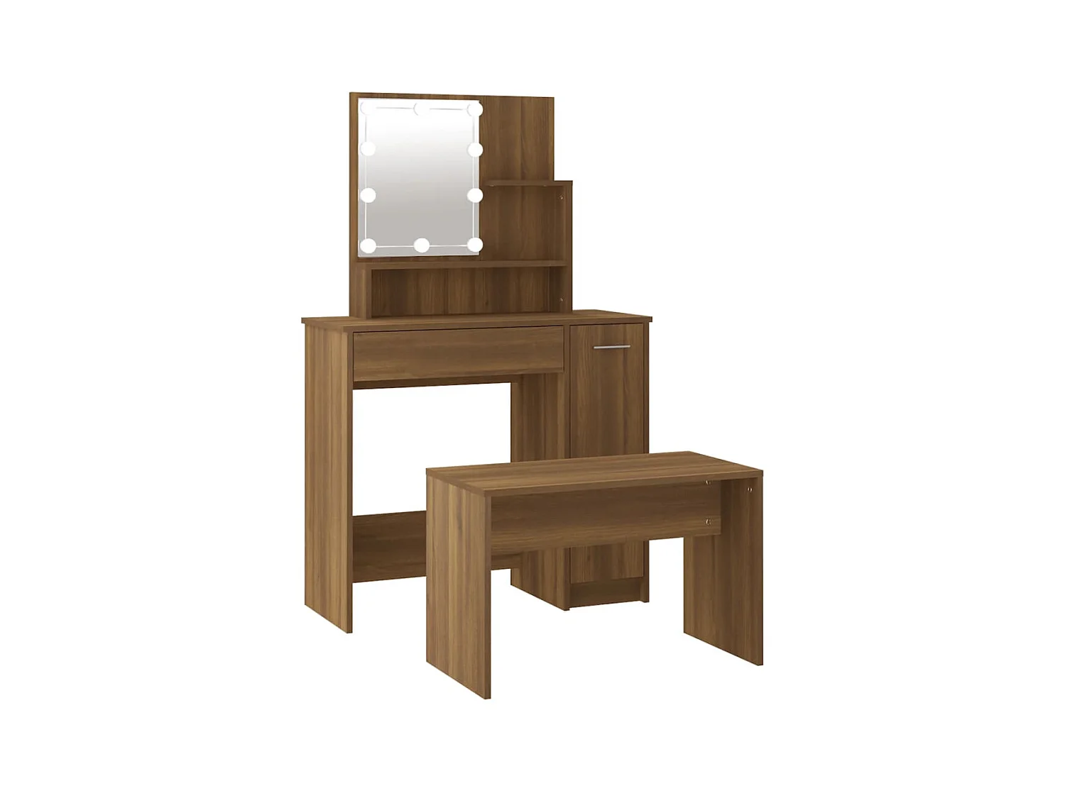 Ensemble de coiffeuse avec LED Chêne marron Bois d'ingénierie