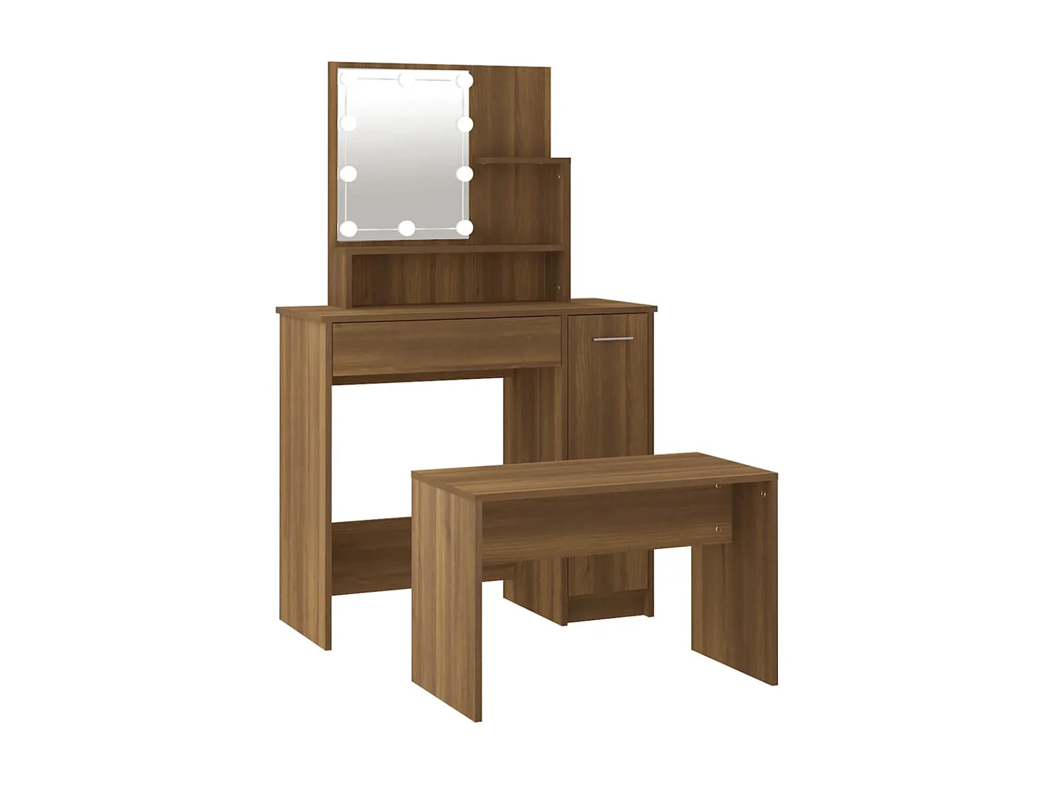 Ensemble de coiffeuse avec LED Chêne marron Bois d'ingénierie