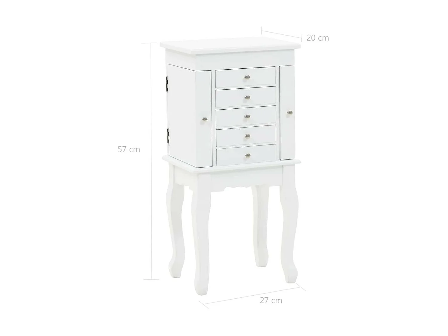 Armoire à bijoux sur pieds Blanc 2
