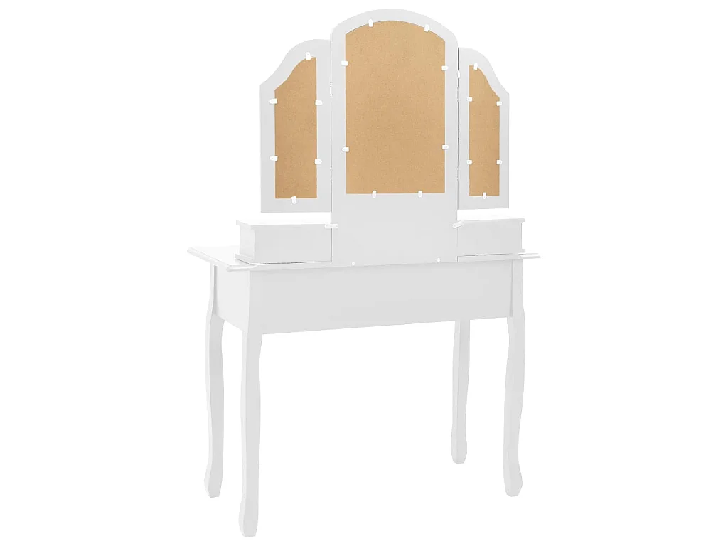 Ensemble de coiffeuse et tabouret Blanc 100x40x146 Paulownia
