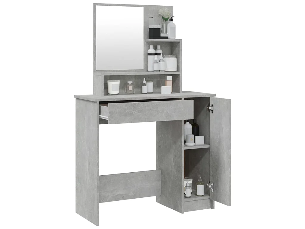Coiffeuse avec miroir Gris béton 86,5x35x136