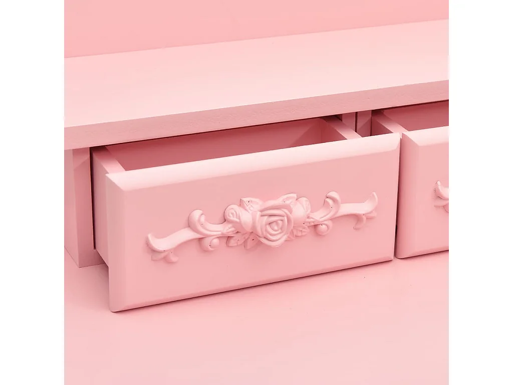 Ensemble de coiffeuse avec tabouret Rose 50x59x136 Paulownia