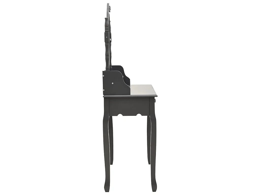 Ensemble de coiffeuse avec tabouret Gris 75x69x140 Paulownia