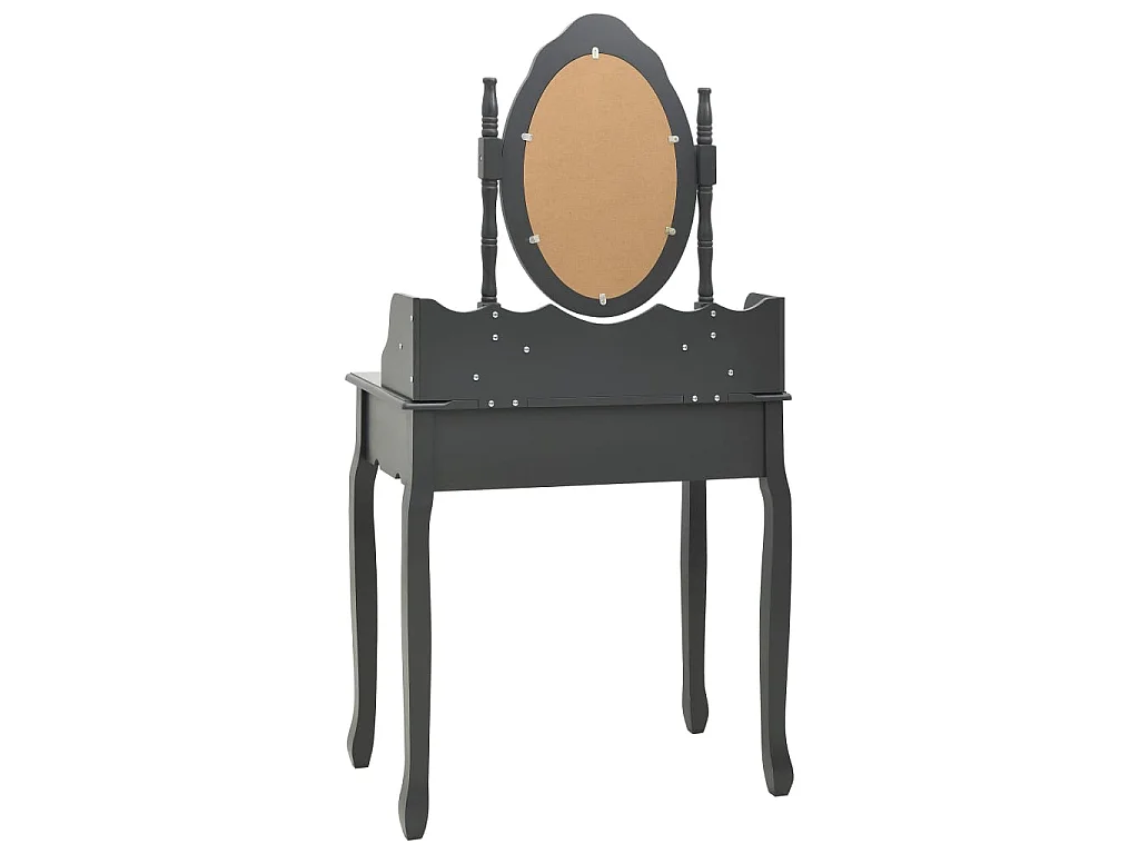 Ensemble de coiffeuse avec tabouret Gris 75x69x140 Paulownia