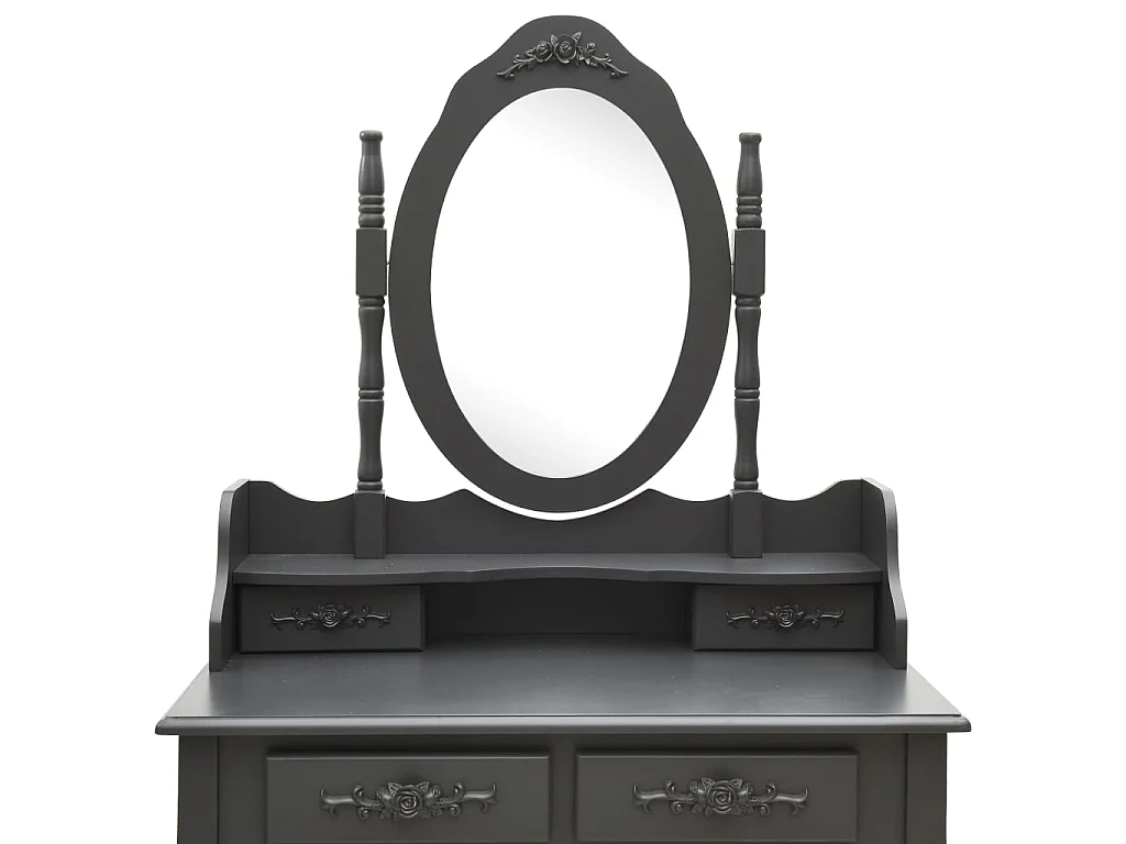 Ensemble de coiffeuse avec tabouret Gris 75x69x140 Paulownia