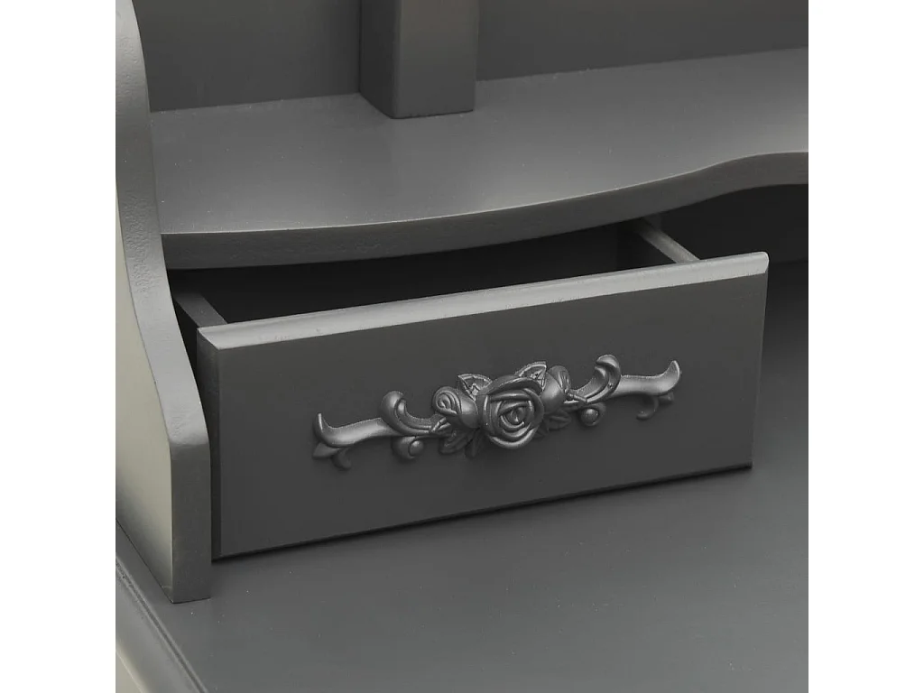 Ensemble de coiffeuse avec tabouret Gris 75x69x140 Paulownia