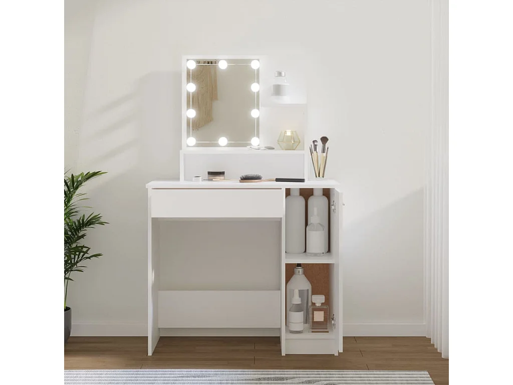 Coiffeuse avec LED Blanc 86,5x35x136