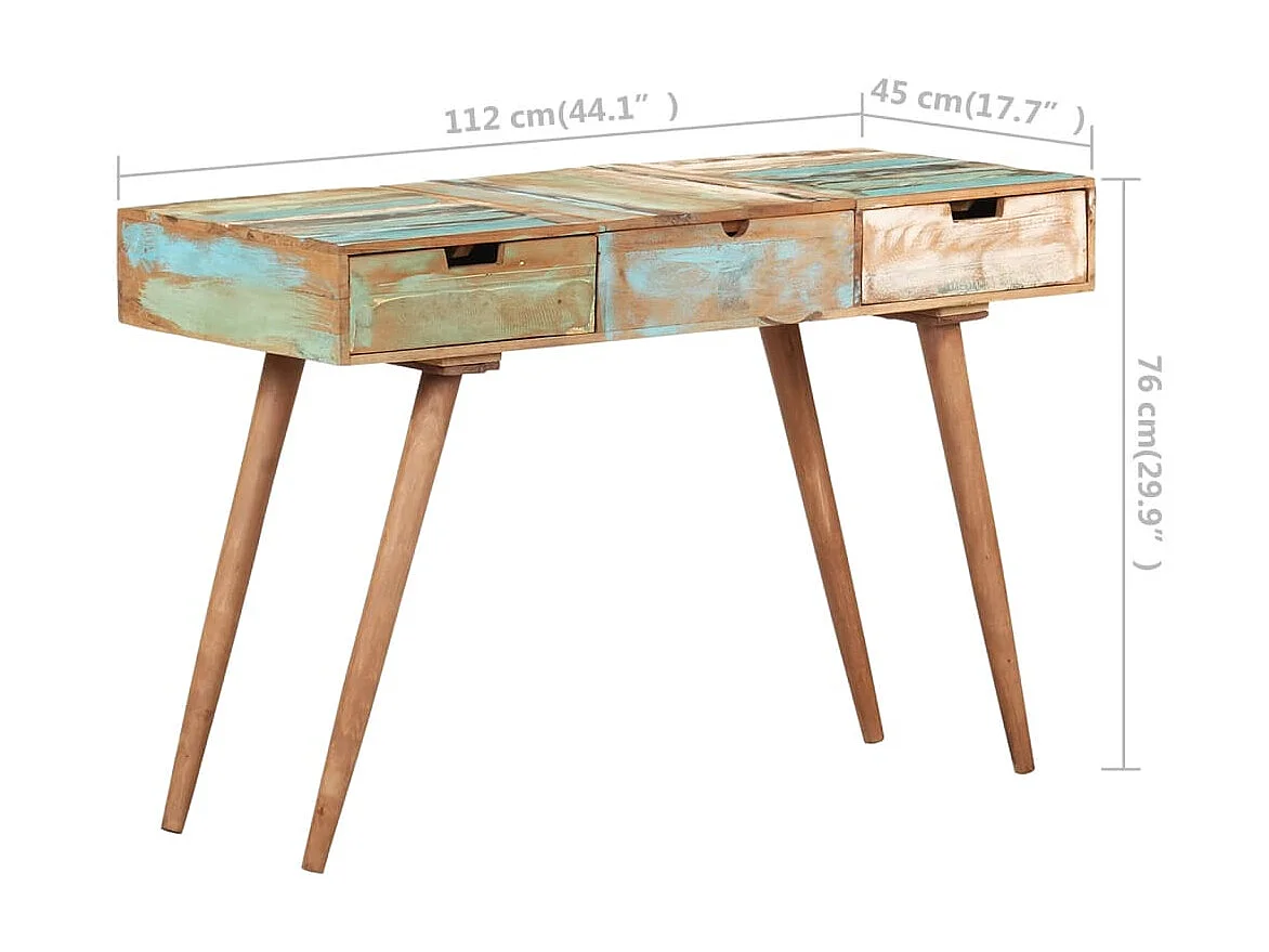 Coiffeuse avec miroir 112x45x76 Bois massif de récupération