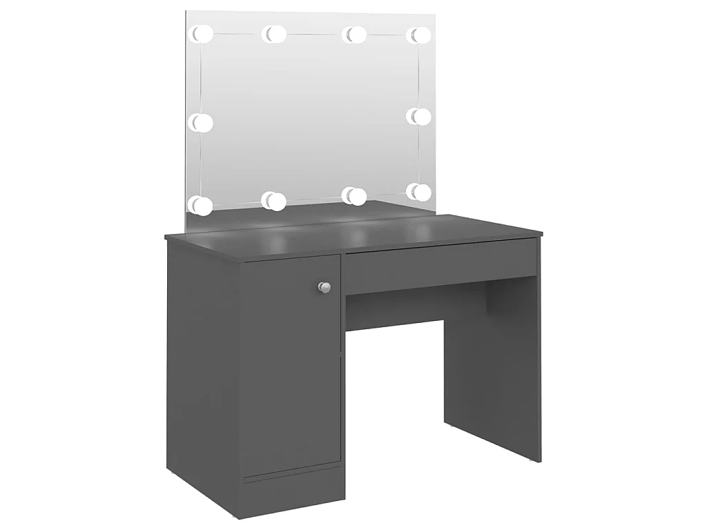 Table de maquillage avec éclairage LED 110x55x145 MDF Gris