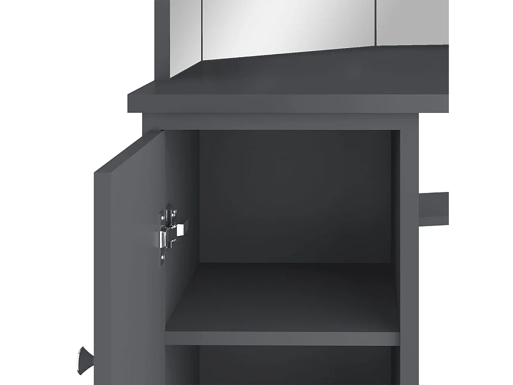 Coiffeuse d'angle avec LED Gris 111x54x141,5