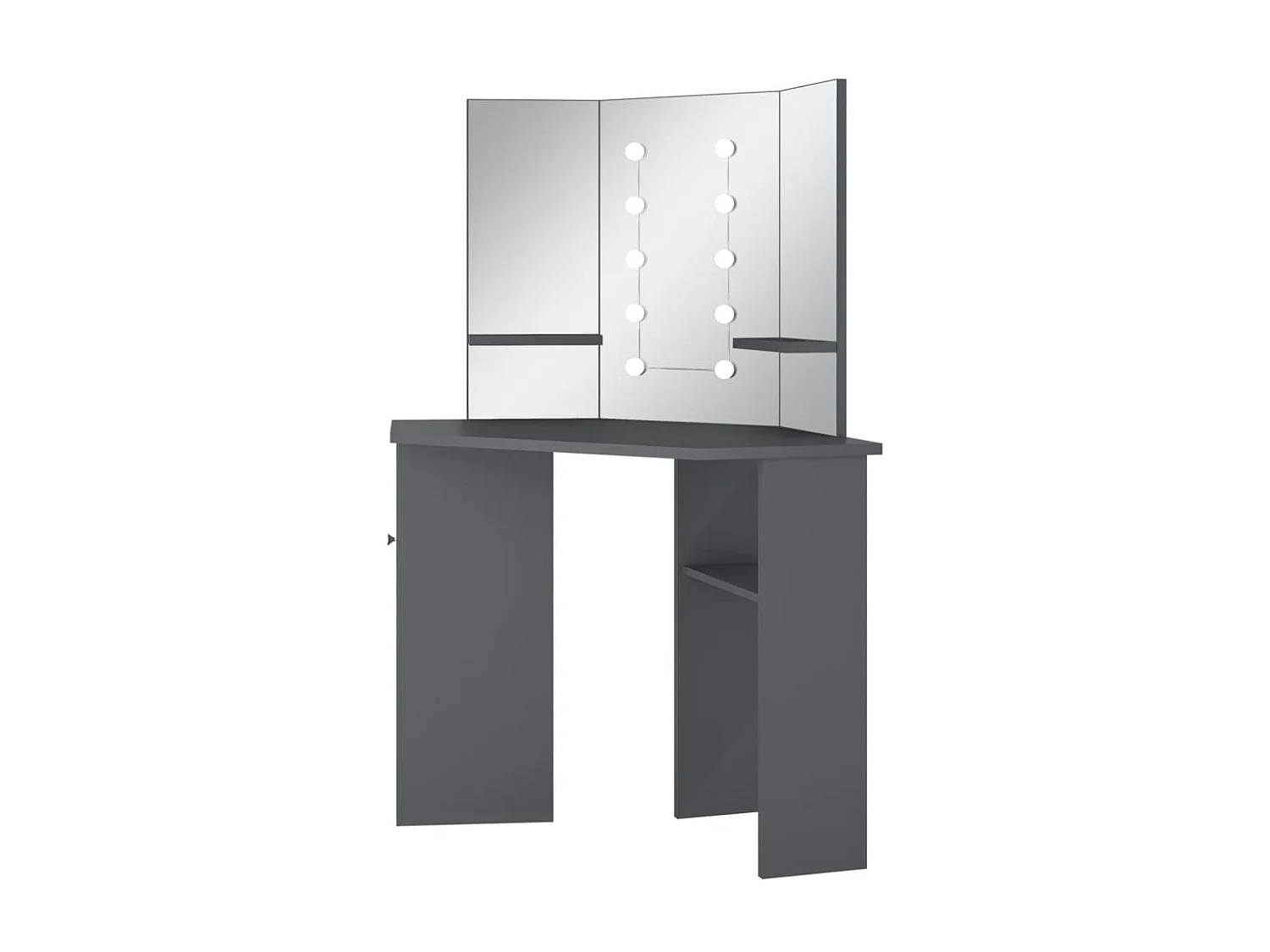 Coiffeuse d'angle avec LED Gris 111x54x141,5