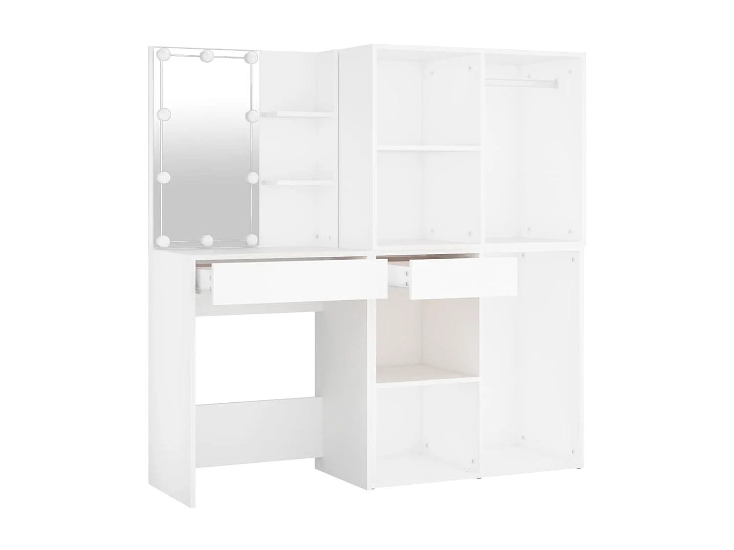 Coiffeuse à LED avec 2 armoires Blanc Bois d'ingénierie