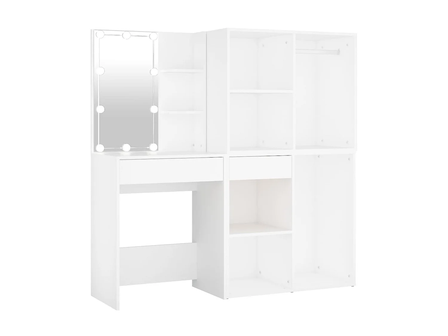 Coiffeuse à LED avec 2 armoires Blanc Bois d'ingénierie