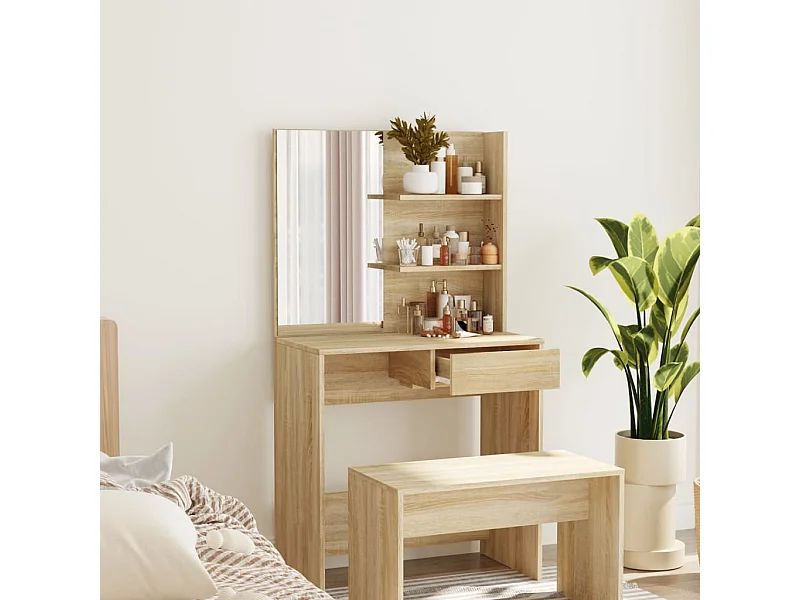 Coiffeuse avec miroir Chêne sonoma 74,5x40x141