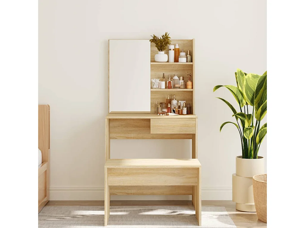 Coiffeuse avec miroir Chêne sonoma 74,5x40x141