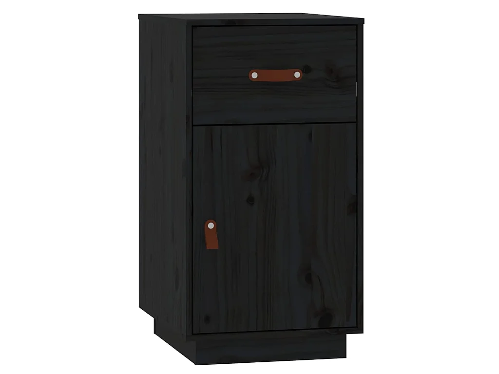 Ensemble de coiffeuse avec LED Noir Bois de pin solide