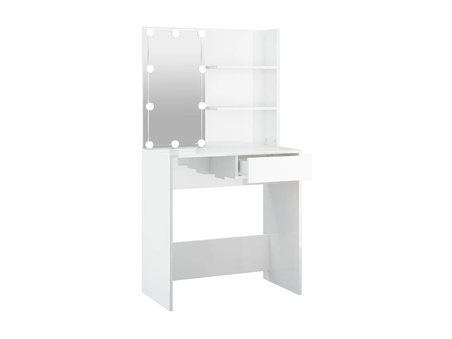 Coiffeuse avec LED Blanc brillant 74,5x40x141