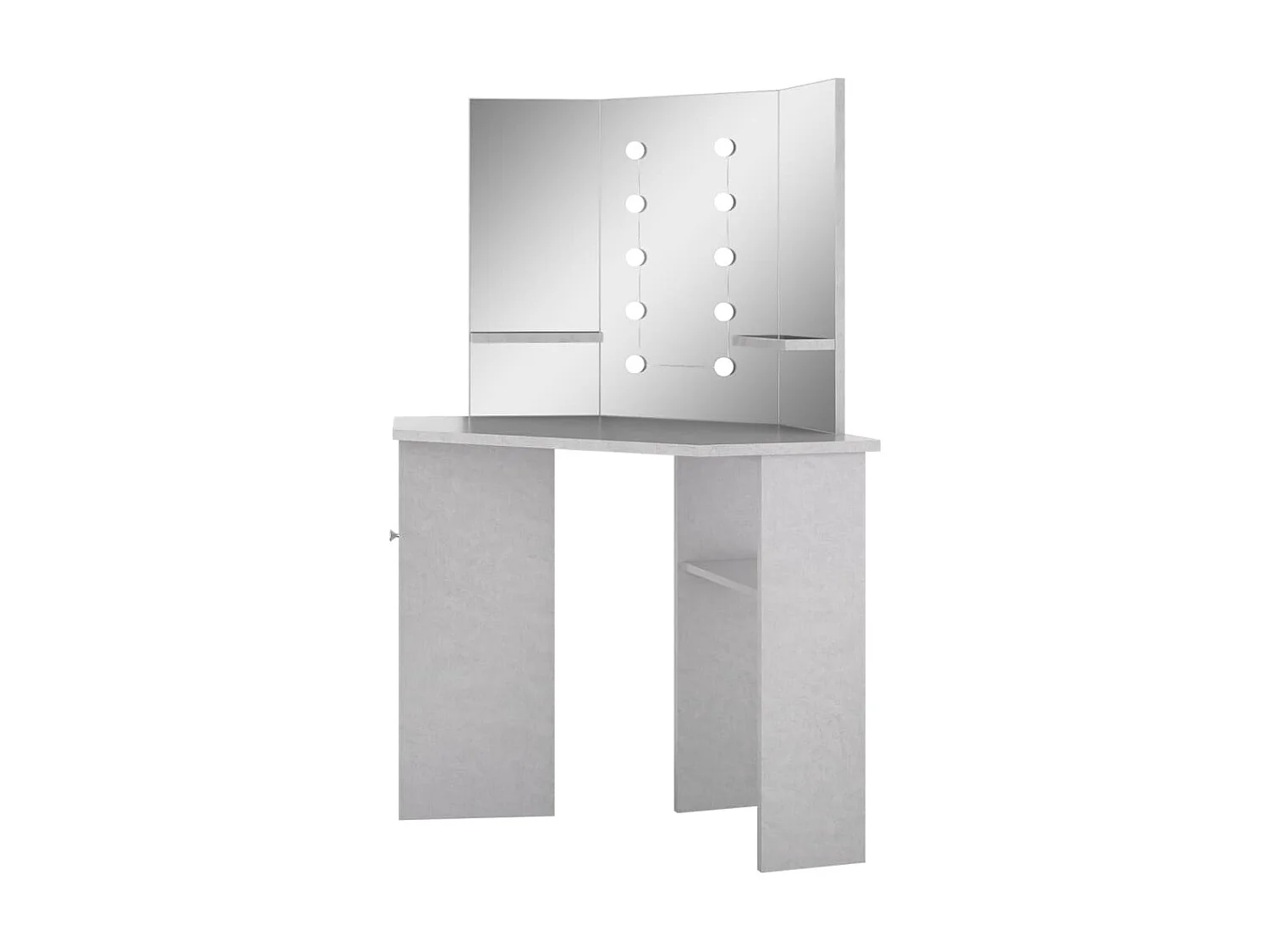 Coiffeuse d'angle avec LED Gris béton 111x54x141,5