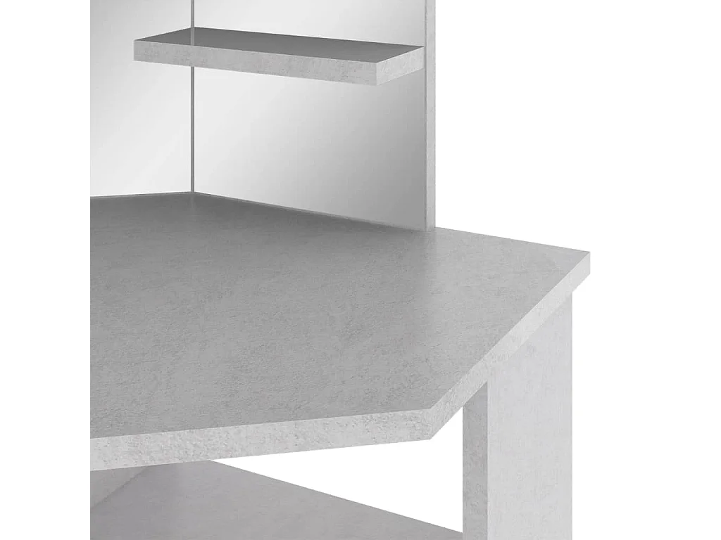 Coiffeuse d'angle avec LED Gris béton 111x54x141,5