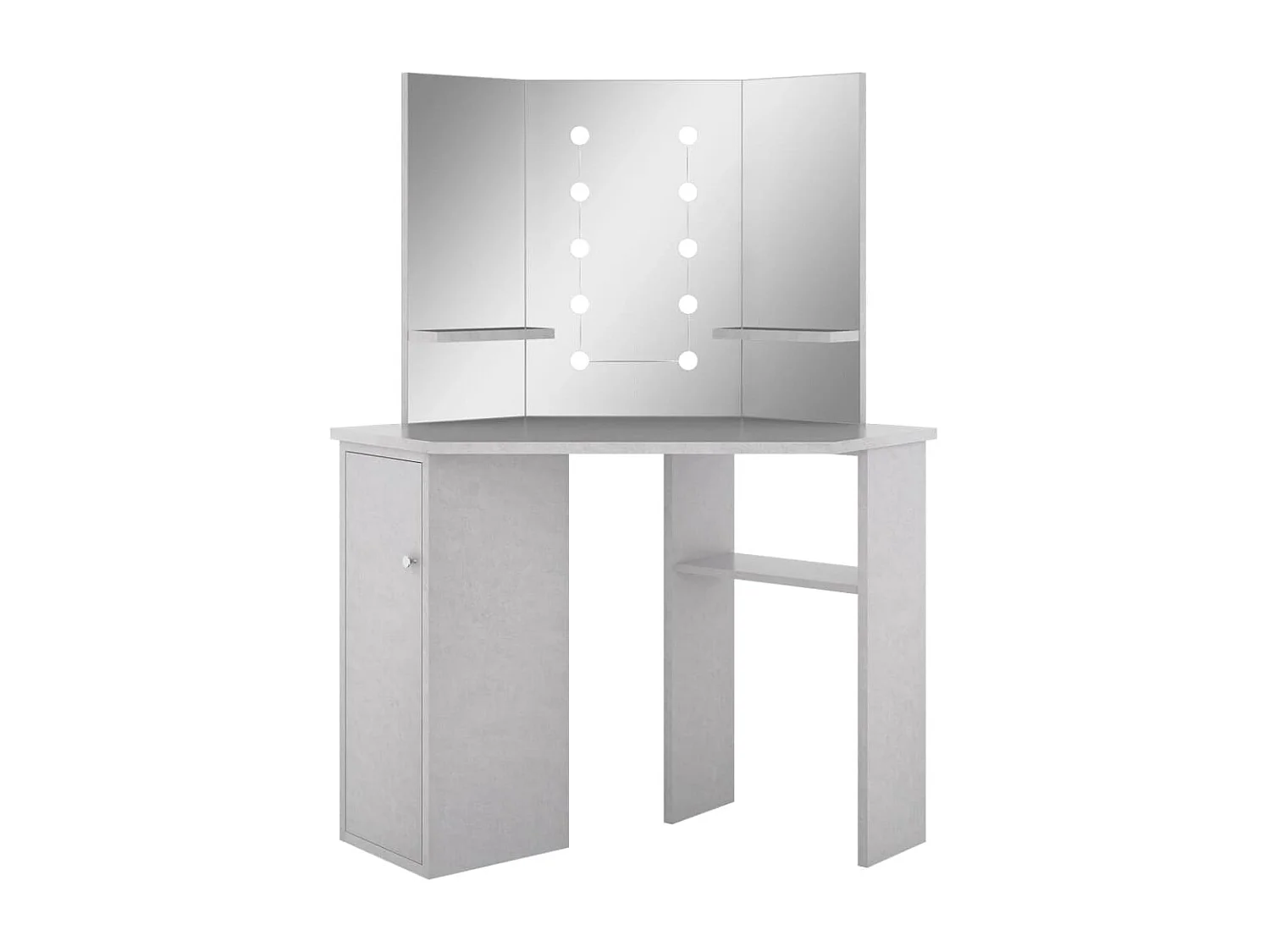 Coiffeuse d'angle avec LED Gris béton 111x54x141,5