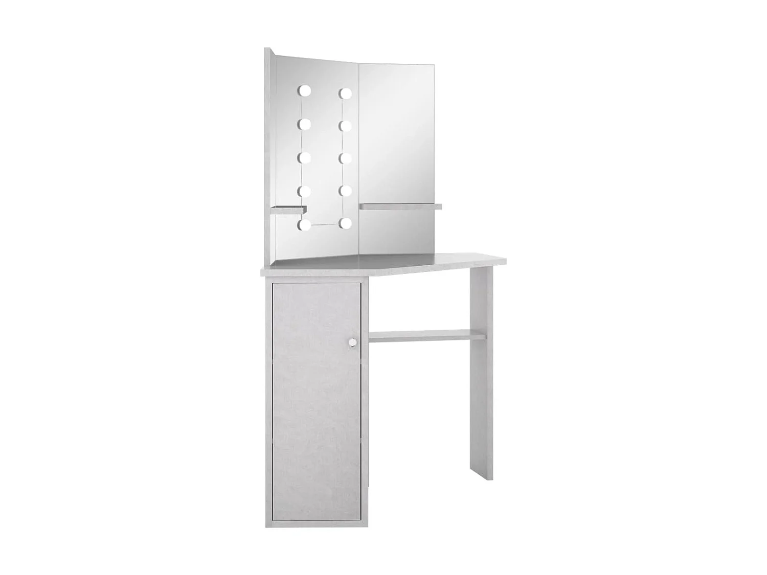 Coiffeuse d'angle avec LED Gris béton 111x54x141,5