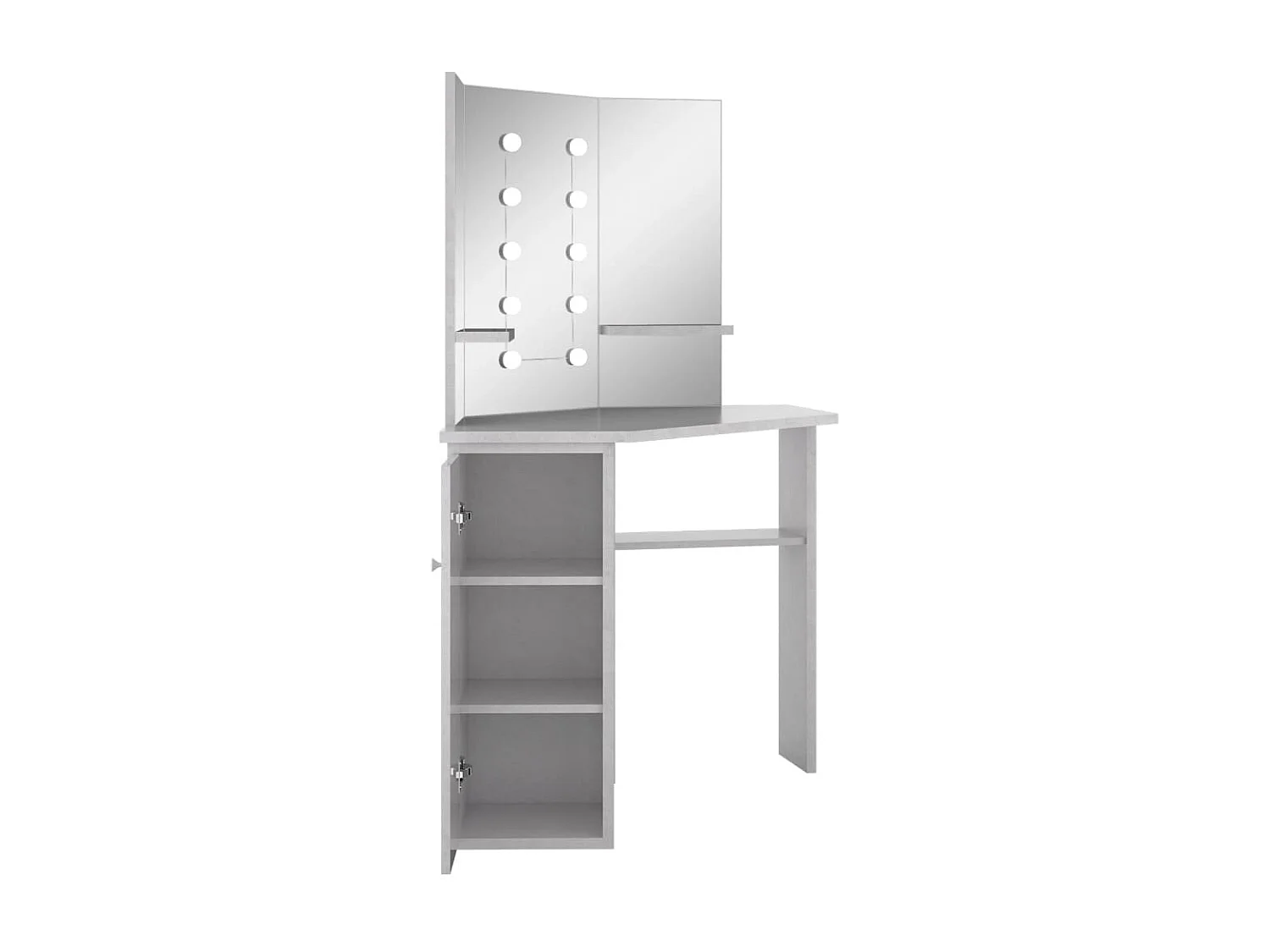 Coiffeuse d'angle avec LED Gris béton 111x54x141,5
