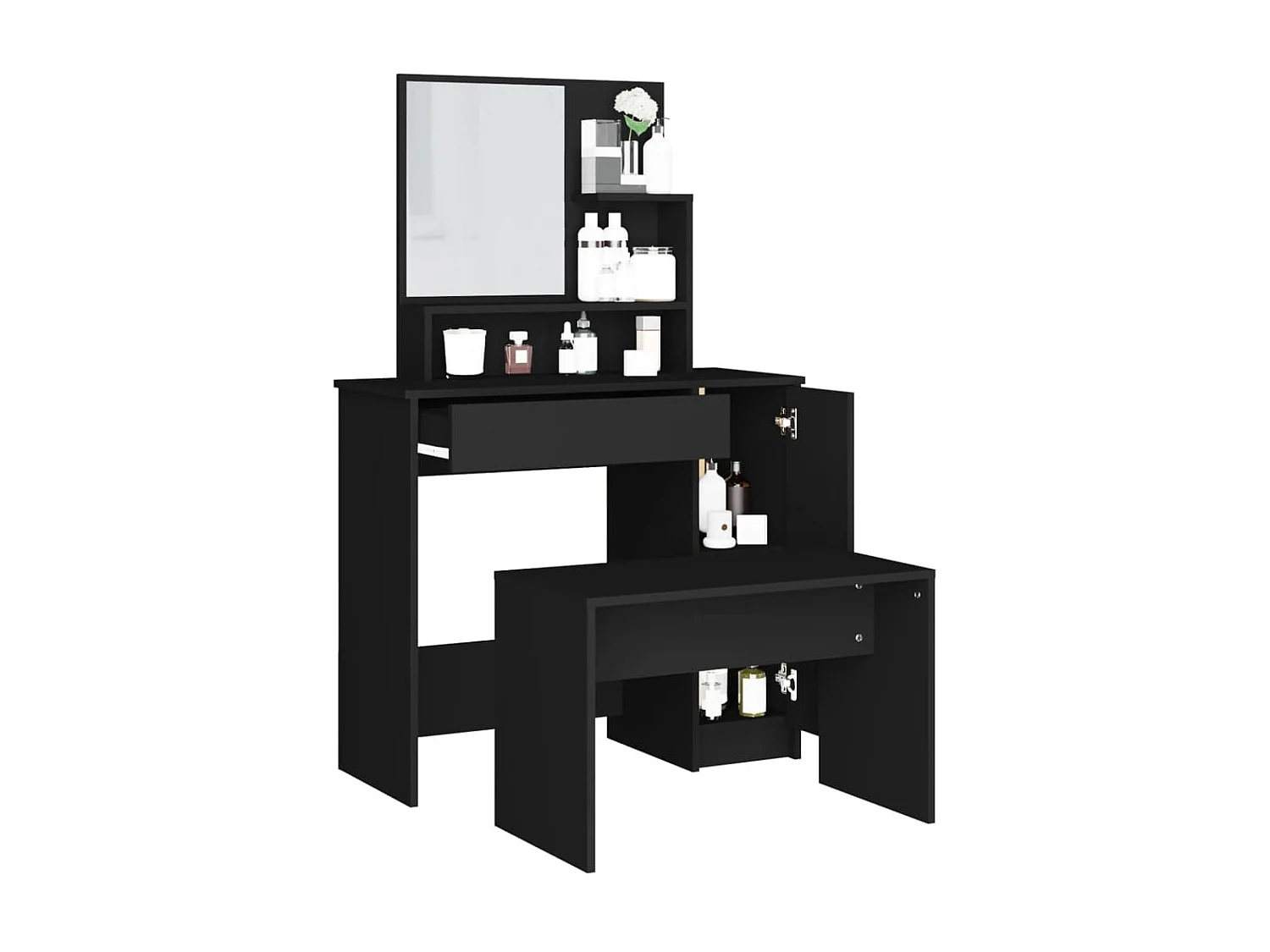 Ensemble de coiffeuse noir 86,5x35x136