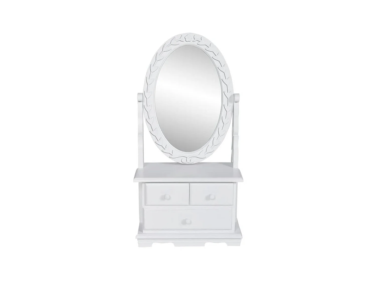 Coiffeuse avec miroir pivotant ovale MDF