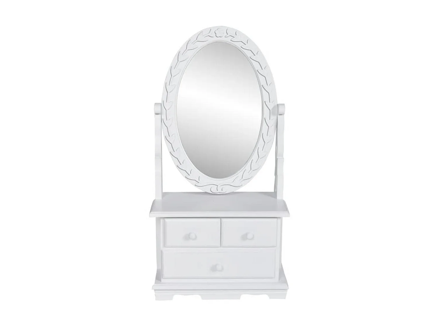 Coiffeuse avec miroir pivotant ovale MDF