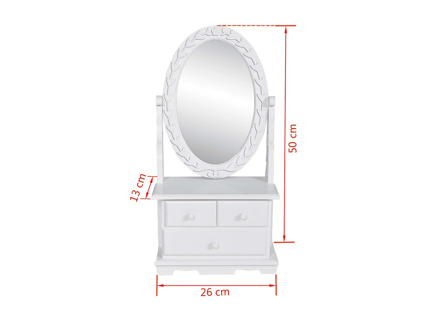 Coiffeuse avec miroir pivotant ovale MDF