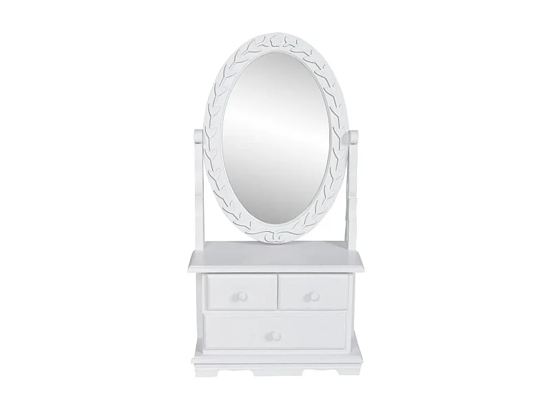 Coiffeuse avec miroir pivotant ovale MDF