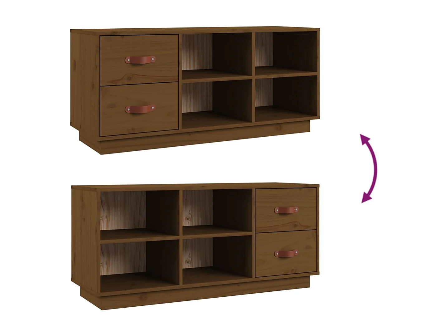 Banc à chaussures Marron miel 100x34x45 Bois de pin massif Rika