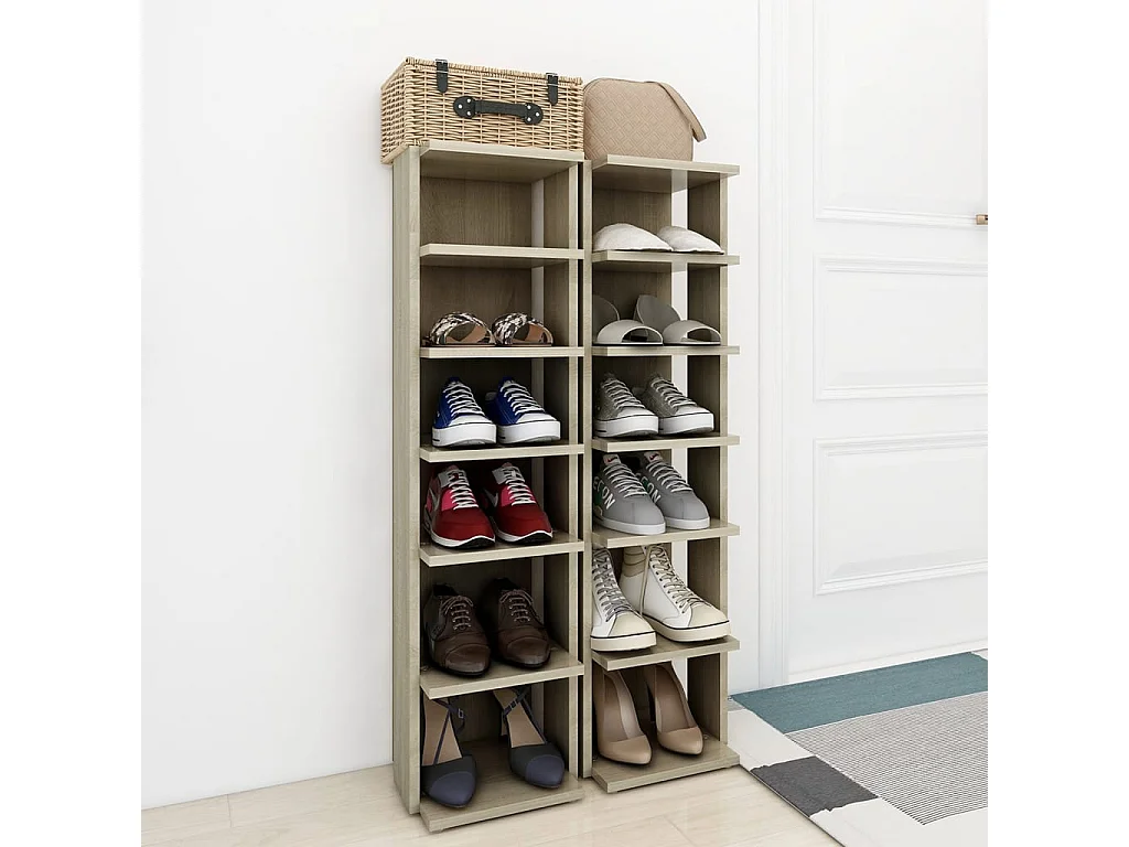 Armoires à chaussures 2 pcs Chêne Sonoma 25x27x102