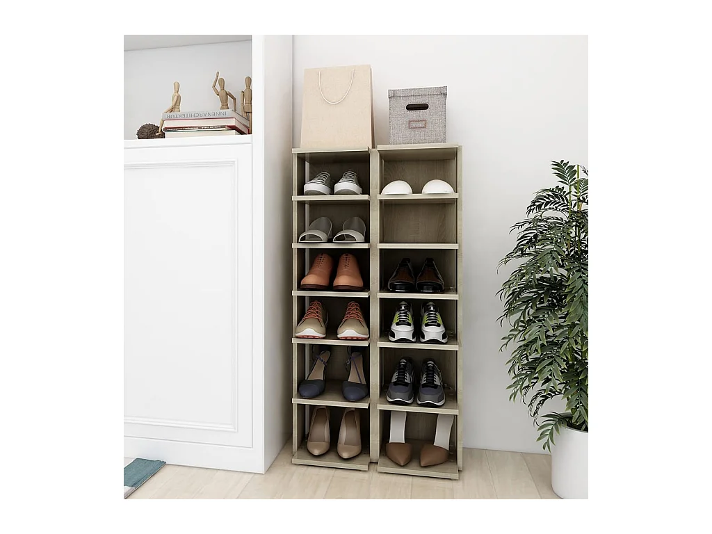 Armoires à chaussures 2 pcs Chêne Sonoma 25x27x102